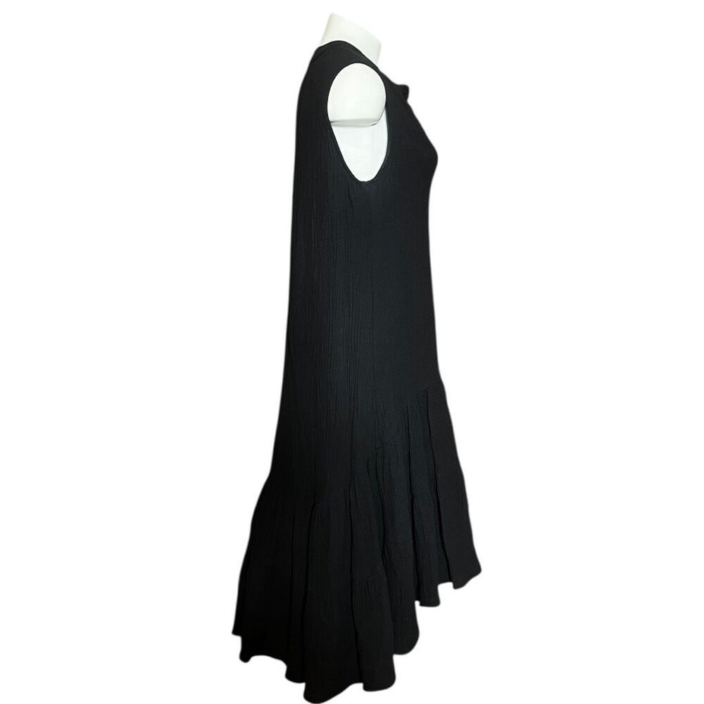 Anthropologie Drew Black Sleeveless Gauze Cotton Tiered Dress - Picture 4 of 8